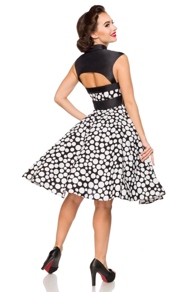 50er Vintage Kleid mit Bolero Schwarz Weiss Dots