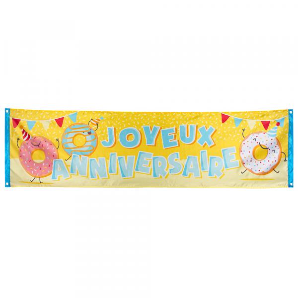  Polyester Banner Donut 'Joyeux Anniversaire' (50 x 180 cm)