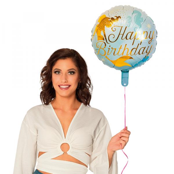 Folienballon Meerjungfrau Happy Birthday zweiseitig Ø 45cm