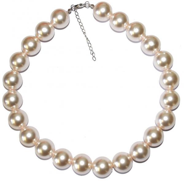 Perlenkette mit dicken Perlmutt farbenden Perlen