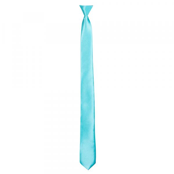 Krawatte Schlips 50cm Neon Blau Seidenmatt