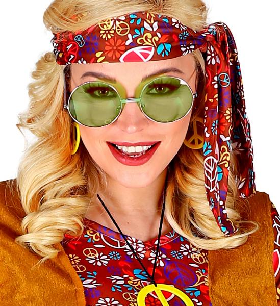 Hippie Brille mit grünen Gläsern
