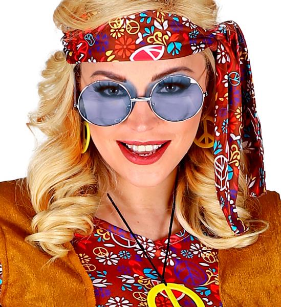 Hippie Brille mit blauen Gläsern
