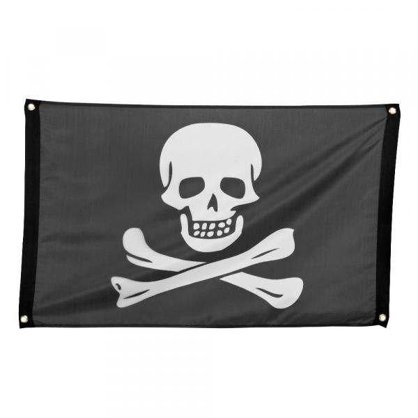 Piraten Flagge Schwarz-weiss 90x60cm mit Ösen