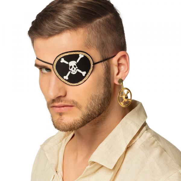 Set Pirat Augenklappe und Ohrring Deluxe