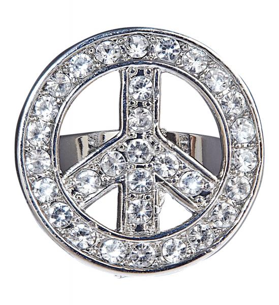 Strass Hippie Ring in Peace Zeichen Form