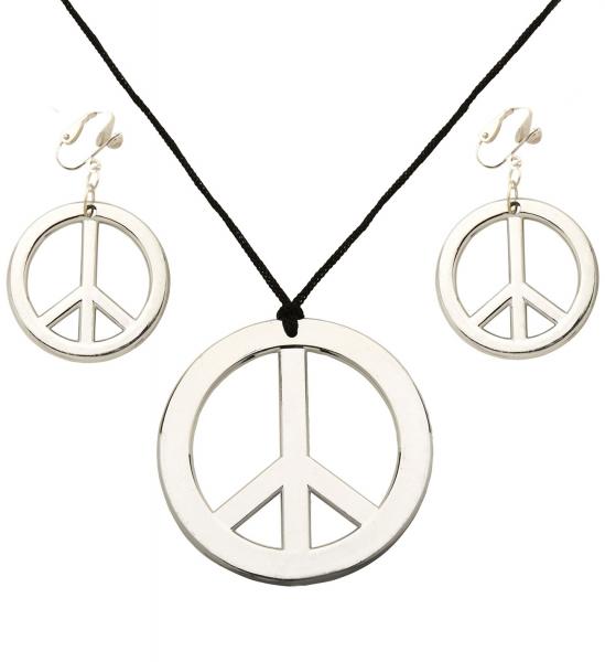 Hippie Set mit Ohrringe und Peace Kette