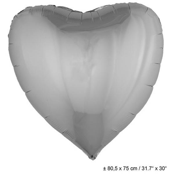 Folienballon Herz Silber 80x75 cm
