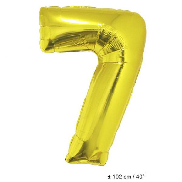 Folienballon Zahlenballon Zahl 7 in Gold 102cm