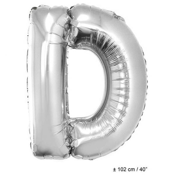Folienballon Buchstabe D Silber 102cm Riesenballon