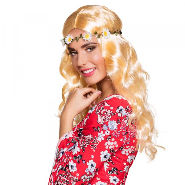 Hippie Perücke Joy blond mit Stirnband