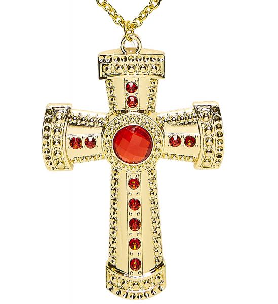 Goldene Halskette mit Kreuz und Edelsteinen
