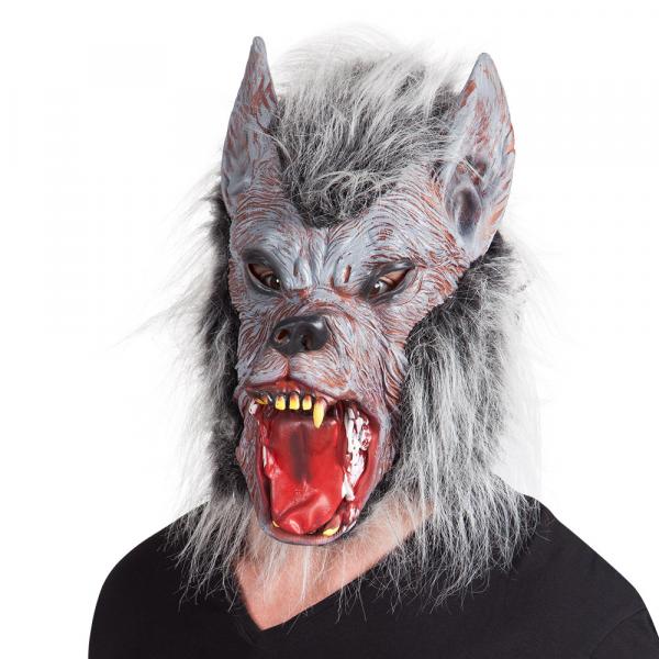 Latex Kopfmaske Werwolf mit Haar