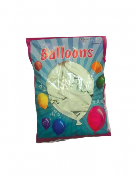 100 Stück Luftballons Party-Deko Metallic Weiss 12" 30cm