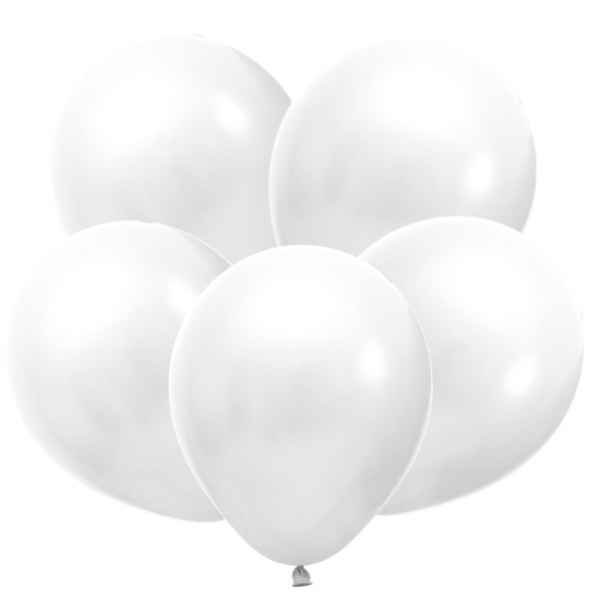 100 Stück Luftballons Party-Deko Metallic Weiss 12" 30cm