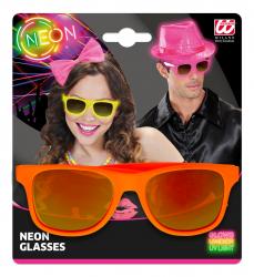 Neon Orange 80er Brille mit Gläsern Revo