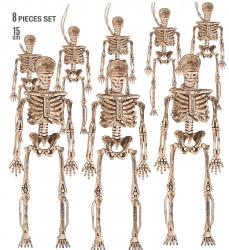 Set von 8 Skeletten 15 cm mit 11 m langer Schnur zum Aufhängen