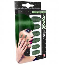 12 selbstklebende Fingernägel Smaragdgrün