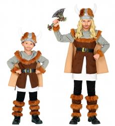 Wikinger Kostüm Jungen Tunika mit Gürtel und Umhang, Beinstulpen, Helm