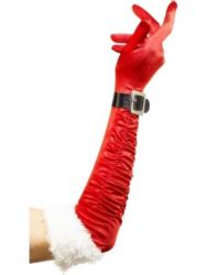 Santa Claus Handschuhe mit Gürtel und Fell Weihnachtshandschuhe