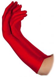 Rote lange Handschuhe Satin 43 cm