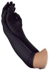 Schwarze lange Handschuhe Satin 43 cm