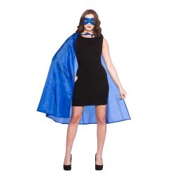 Superheld Verkleidungs-Set Blau mit Umhang & Maske