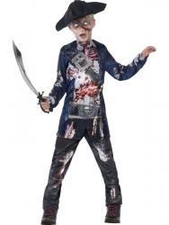 Gruseliger Zombie Pirat Halloween Kinderkostüm blau-bunt