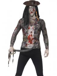 Horror Zombiekostüm Pirat Zombie Kostüm Zombiepirat Halloweenkostüm grau M 48/50 