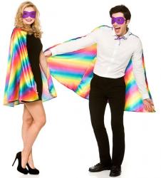 Superheld Verkleidungs-Set Regenbogen mit Umhang & Maske