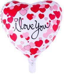 Folienballon Herz Aufdruck I love you Weiss-Pink