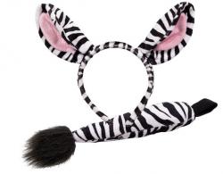 Zebra Set mit Haarreif Ohren und Zebra Schwanz