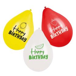  6 Latex Ballons Fruit 'Happy Birthday' 3 sortiert zweiseitig (25 cm)