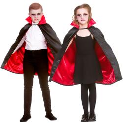 Kinder Super Deluxe Vampir Umhang Schwarz-Rot 70cm