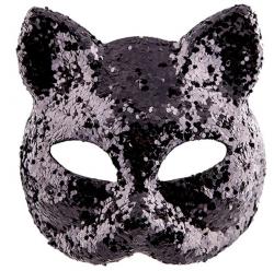 Schwarze Glitter Katzenmaske