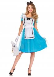 Klassisches Alice im Wunderland Kostüm Blau - Weiss
