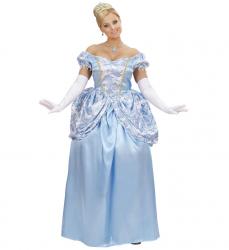 Prinzessin in Blau mit Kleid mit Unterrock, Handschuhe, Tiara