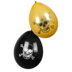 Piraten Party Latex Luftballons 6 Stück 25cm Schwarz Gold