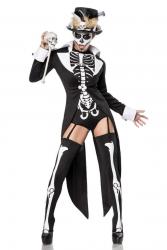 heißes Voodoo Skelett Priesterinnen Kostüm komplett