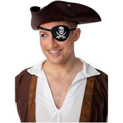 Piraten Augenklappe Schwarz mit Totenkopf