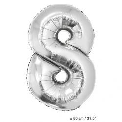 Folienballon Zahlenballon Zahl 8 in Silber 80cm