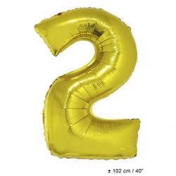 Folienballon Zahlenballon Zahl 2 in Gold 102cm