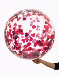 Luftballon mit Herz Konfetti Füllung Rot Ø 46 cm