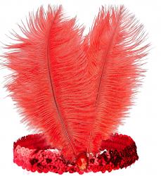 20er Rotes Stirnband aus Pailletten mit Juwel