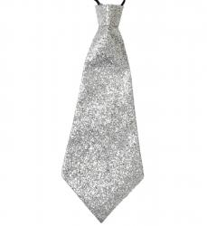 Silberne Lurex Krawatte mit Gummiband