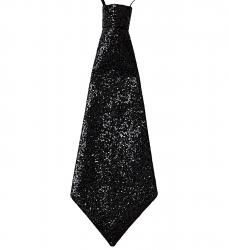 Schwarze Lurex Krawatte mit Gummiband