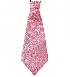 Pinke Lurex Krawatte mit Gummiband