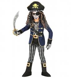 Skelett Piraten Kapitän Mantel mit Hemd, Gürtel & Schwertscheide, Hose mit Stiefelüberziehern, Hut mit Bandana